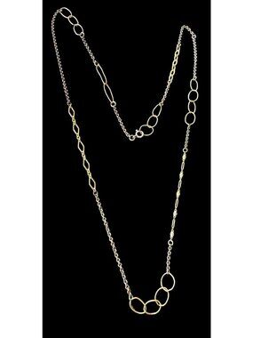 Vintage 925 Sterling Silver Mixed Metal Station Chain Necklace 6.5g Minimalist